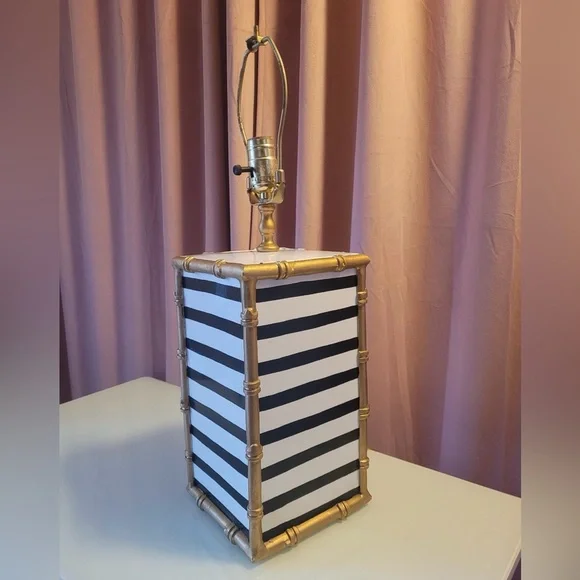Dana Gibson Striped Black and White Table Lamp - Picture 2 of 5